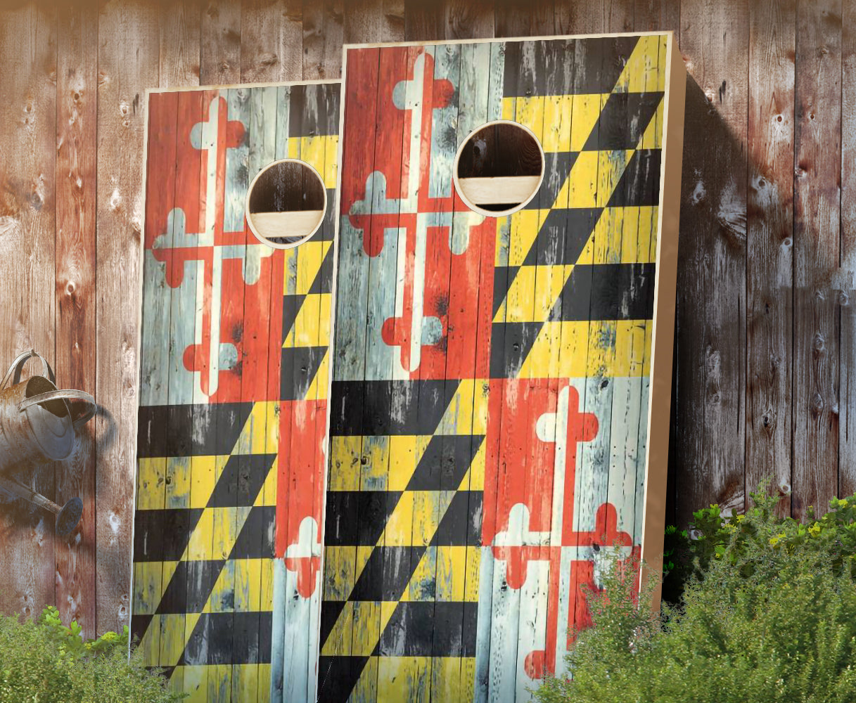 507-MarylandFlagDistressed-cornhole-set